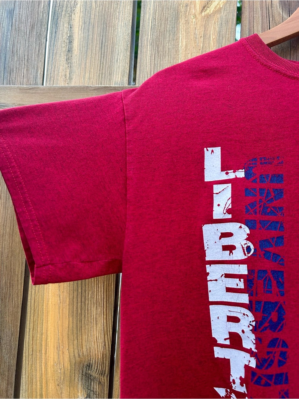 Vintage Liberty University Tee Shirt Red Vertical Font Sz. Medium - Picture 2 of 5